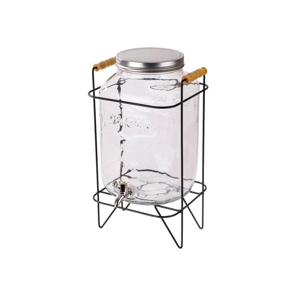 Dispensador para bebidas de vidrio con base metalica 8 l