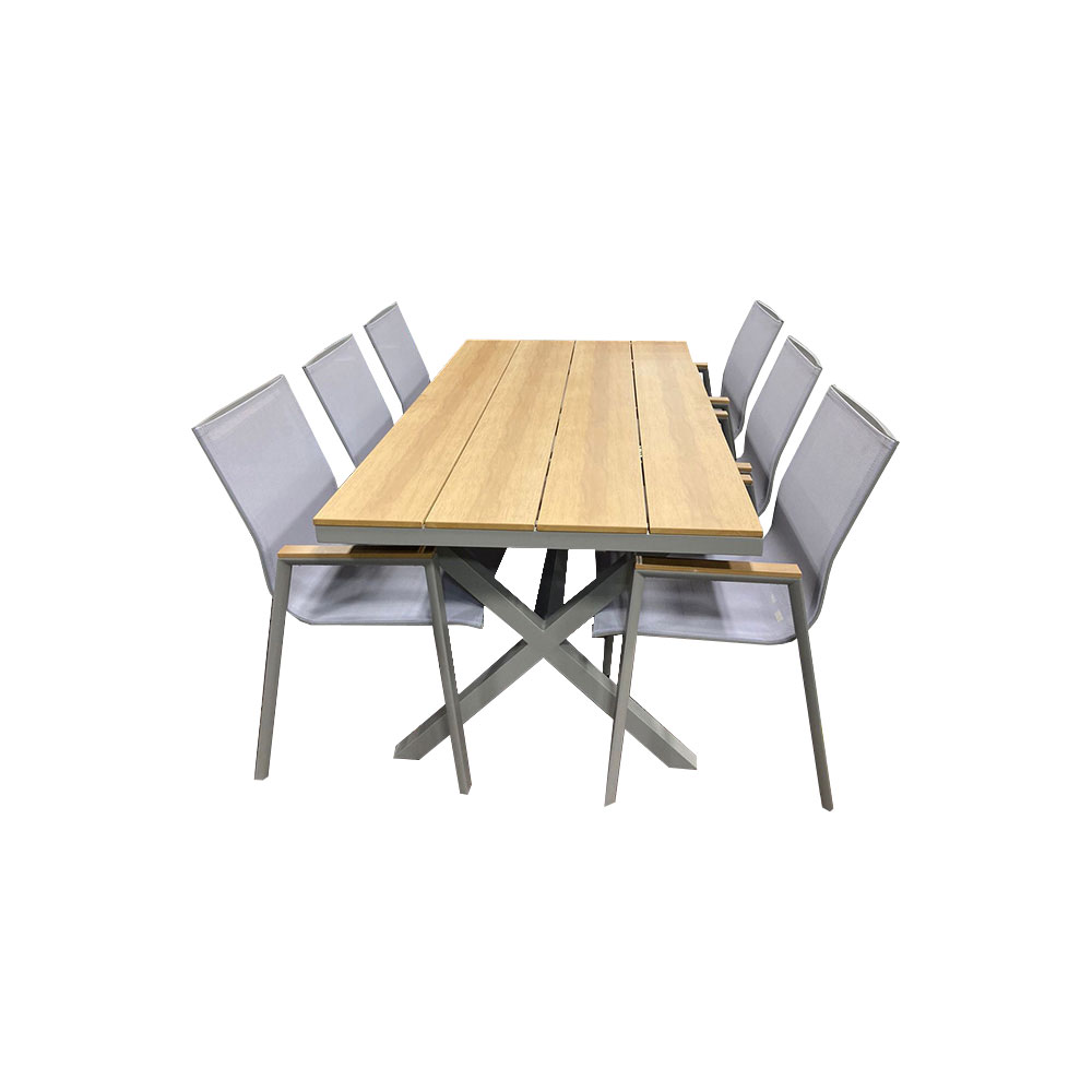 Mueble comedor para exterior metal/madera 7 pzas