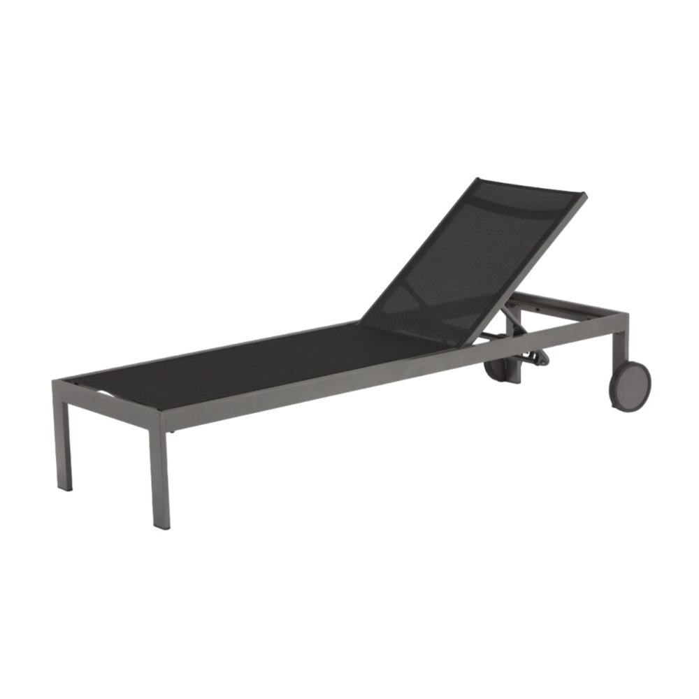 Silla chaise lounge de aluminio 206x66 cm negro con rodos