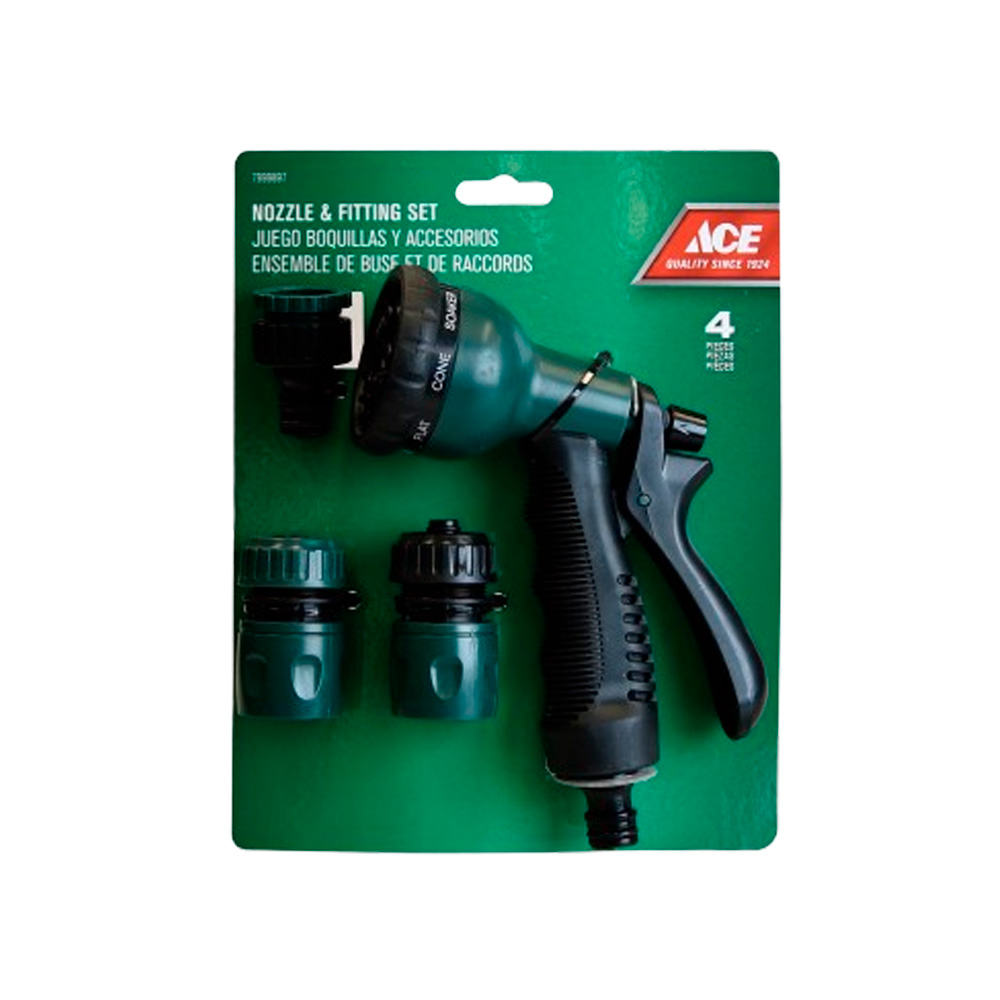 Pistola para manguera de plastico 7 chorros 15 centimetros + 3 conectores