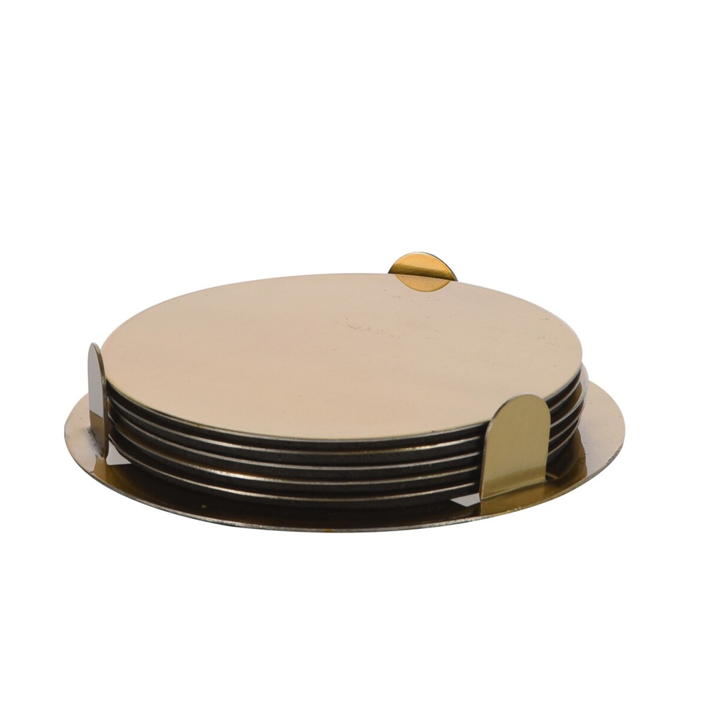 Portavasos dorados con soporte 6 pzas