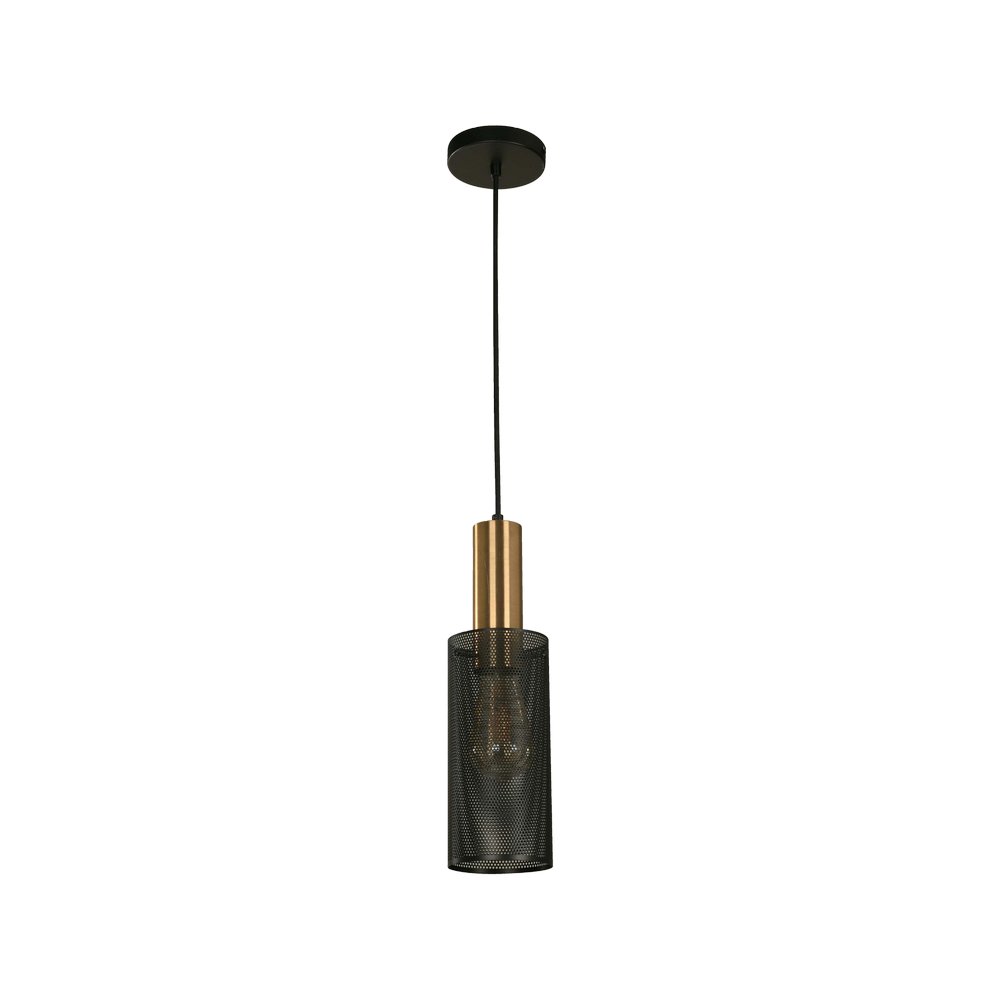 Lampara colgante negra cilindrica 1l e27