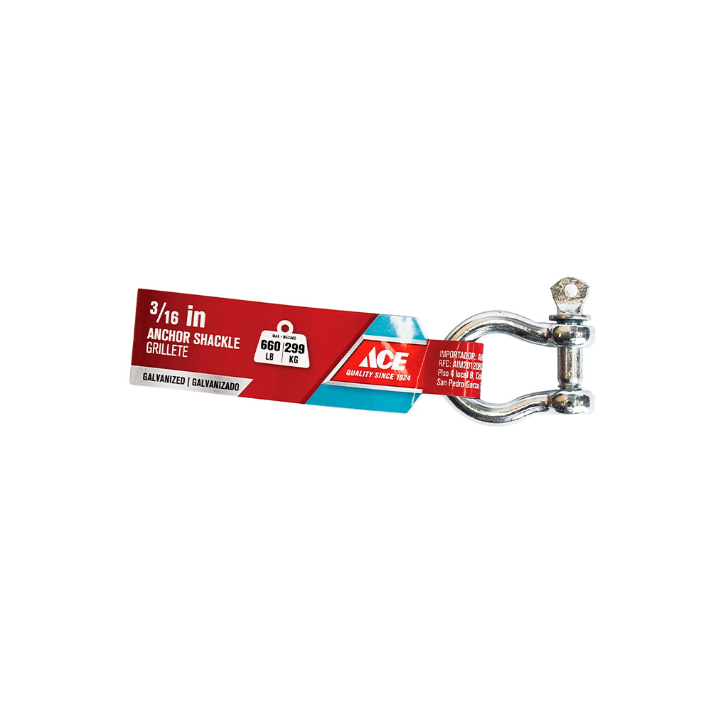 Grillete galvanizado reforzado 3/16 299.3 kilos