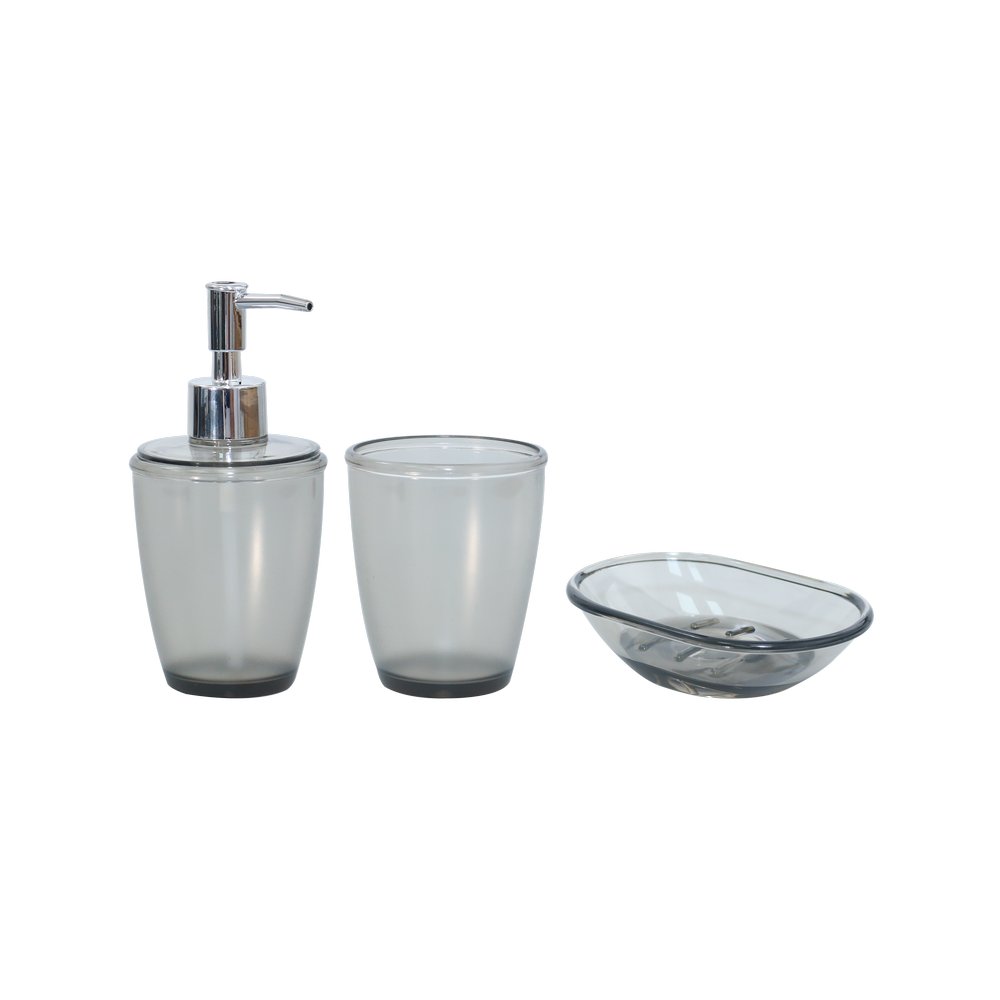 Accesorios para baño plastico gris 3 pzas