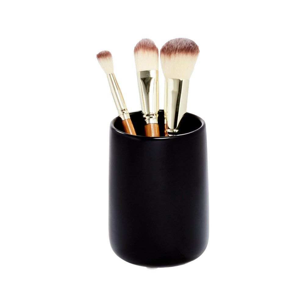 Vaso para maquillaje de ceramica 11.18 cm negro vanity