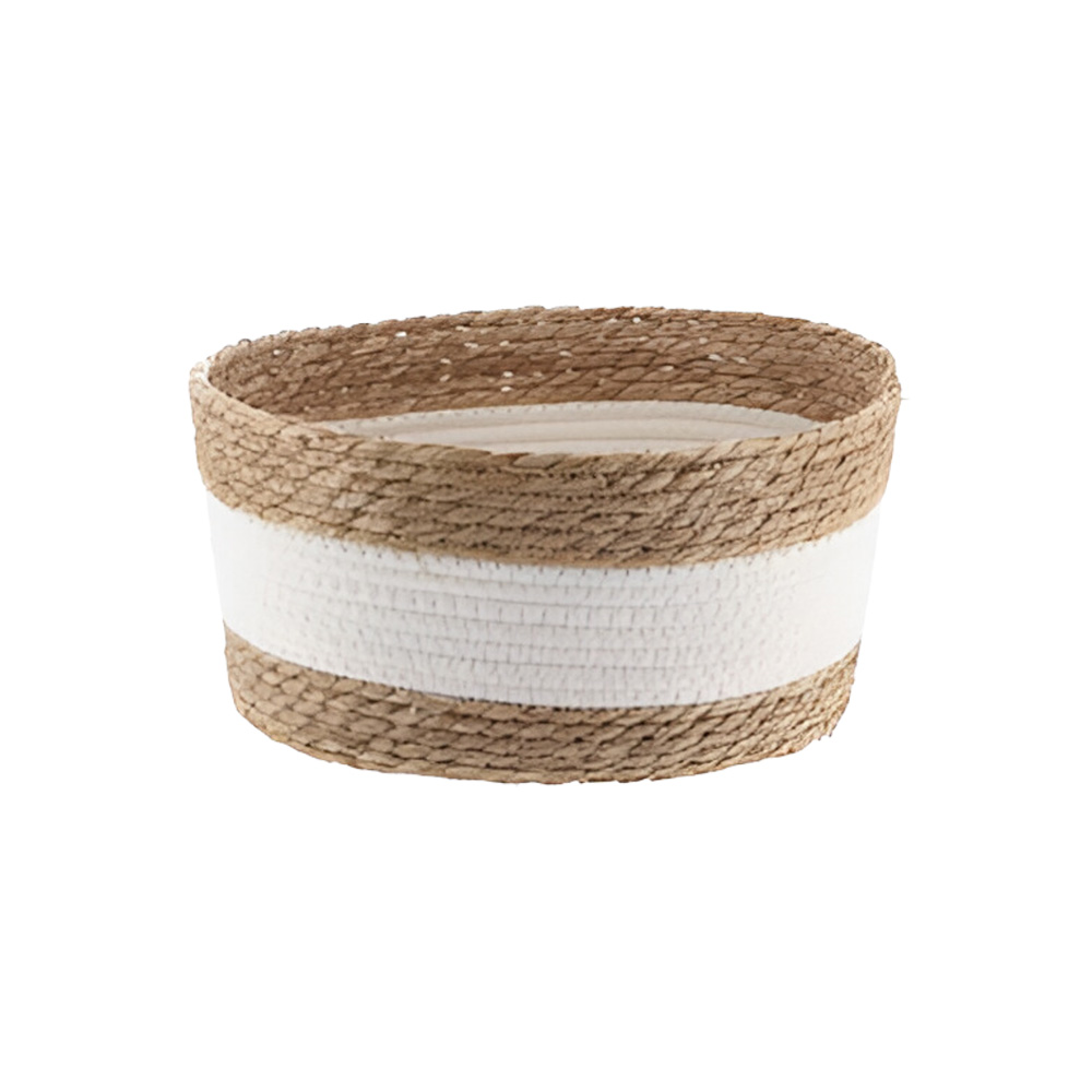 Cesta de paja para almacenamiento blanco grande