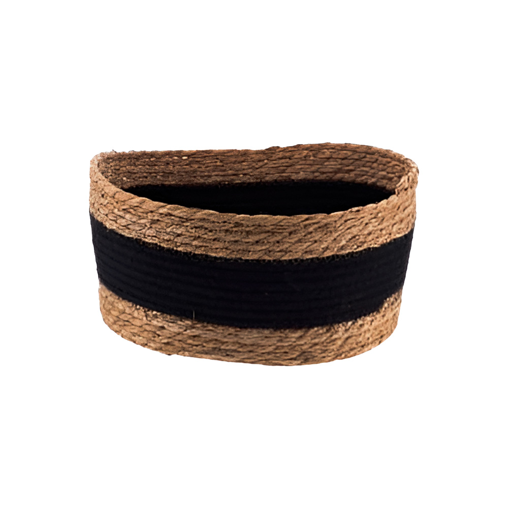 Cesta de paja para almacenamiento negro pequeña 84201103
