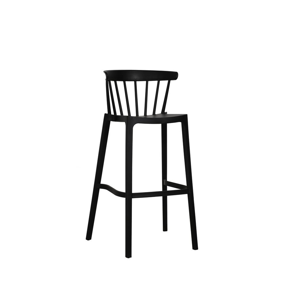 Silla plástica para bar color negro de 54x51x103 cm