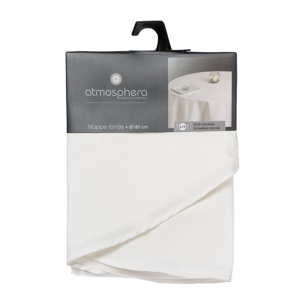 Mantel de poliester antimanchas redondo 1.8 m ivory