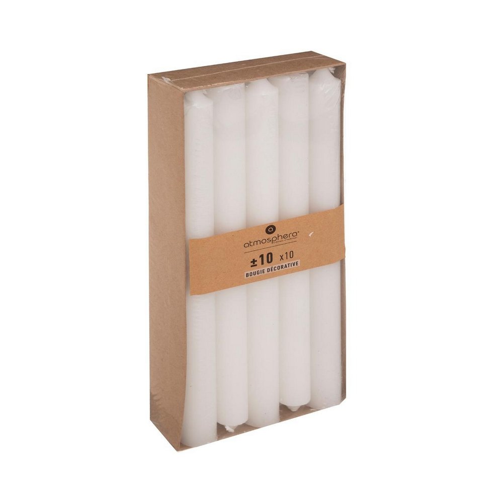 Candela decorativa larga 25 cm blanca 10 pzas