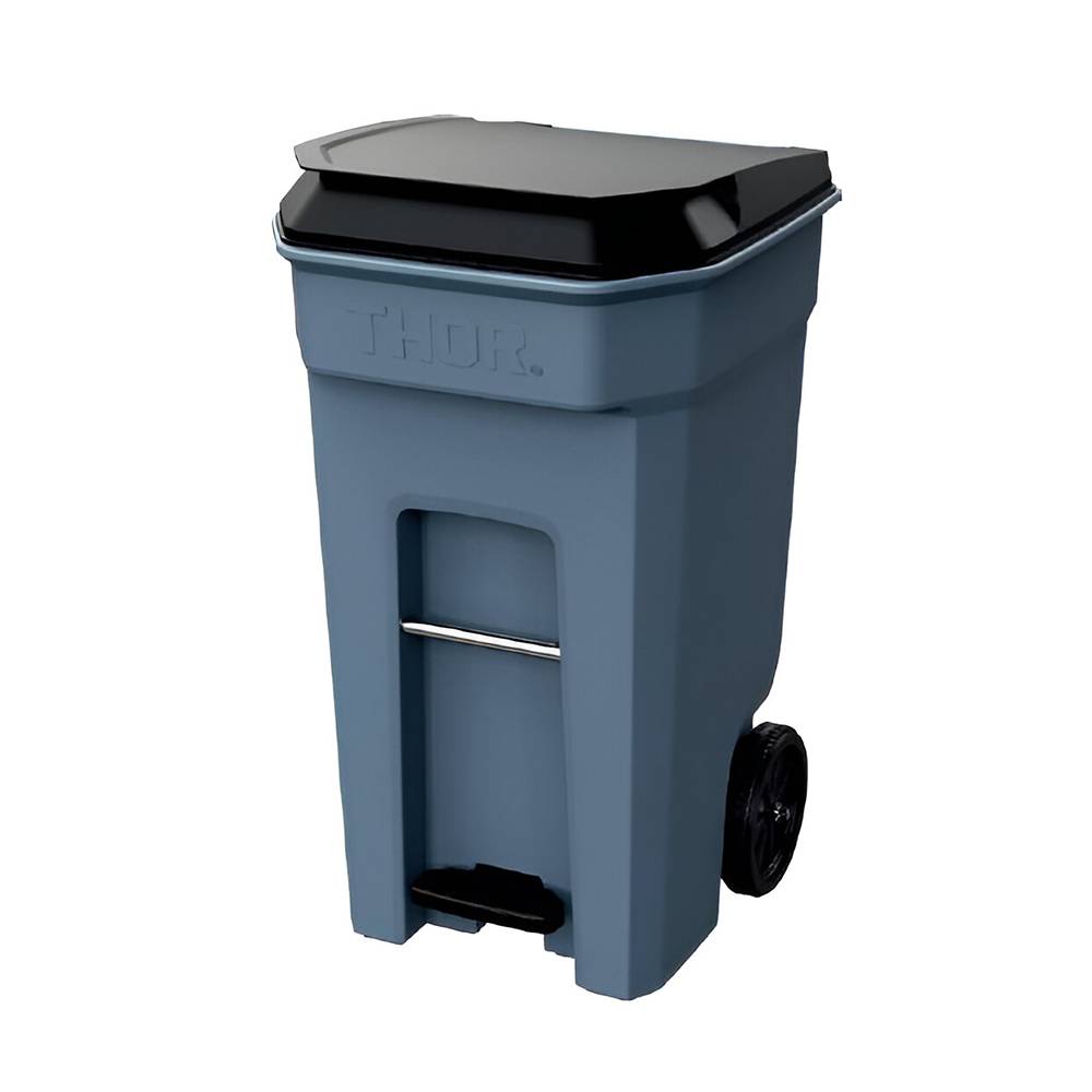 Basurero de pedal y rodos industrial 240 l gris 64.5x76 x 115 cm