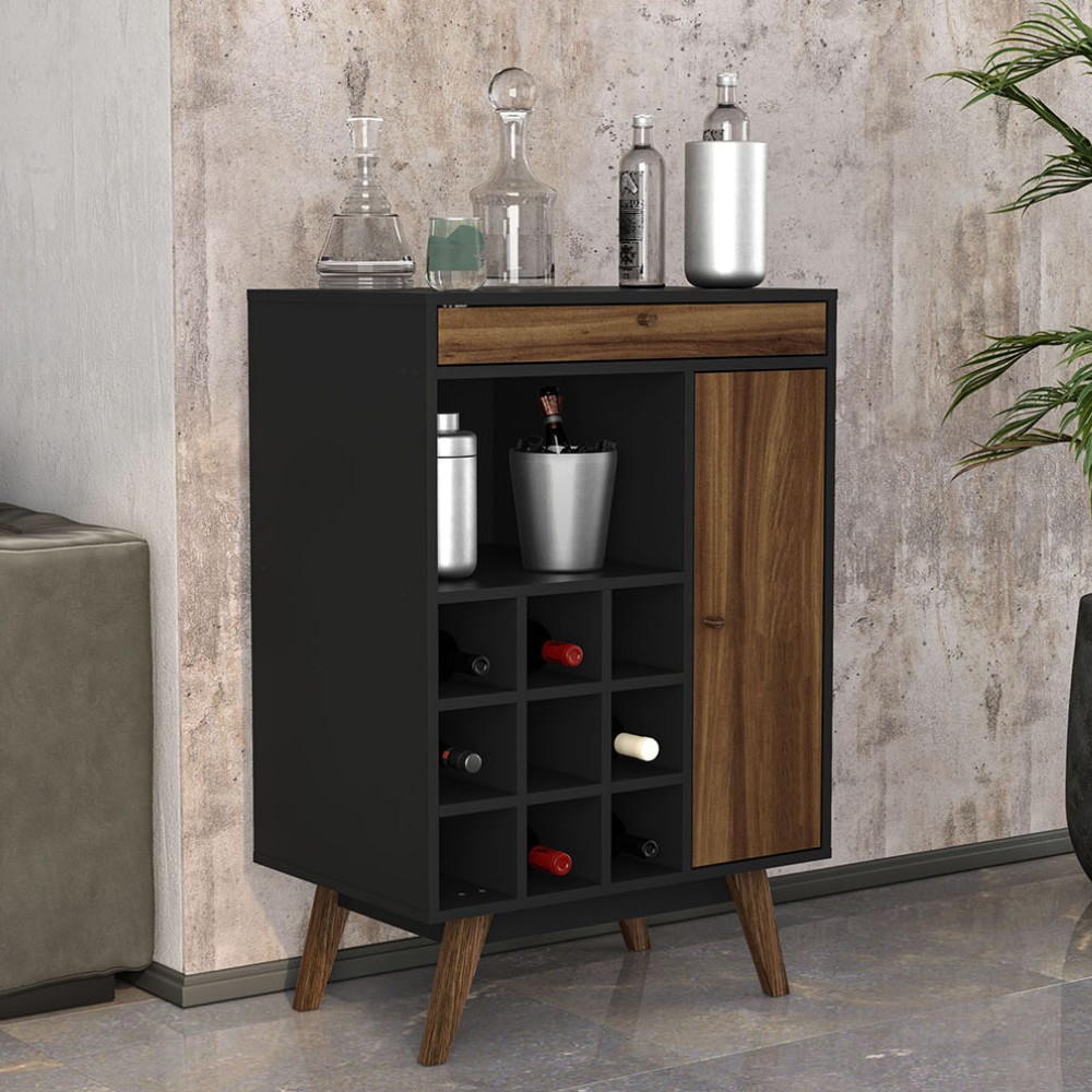 Mueble para bar de madera de 99 x 67 x 44 cm color negro