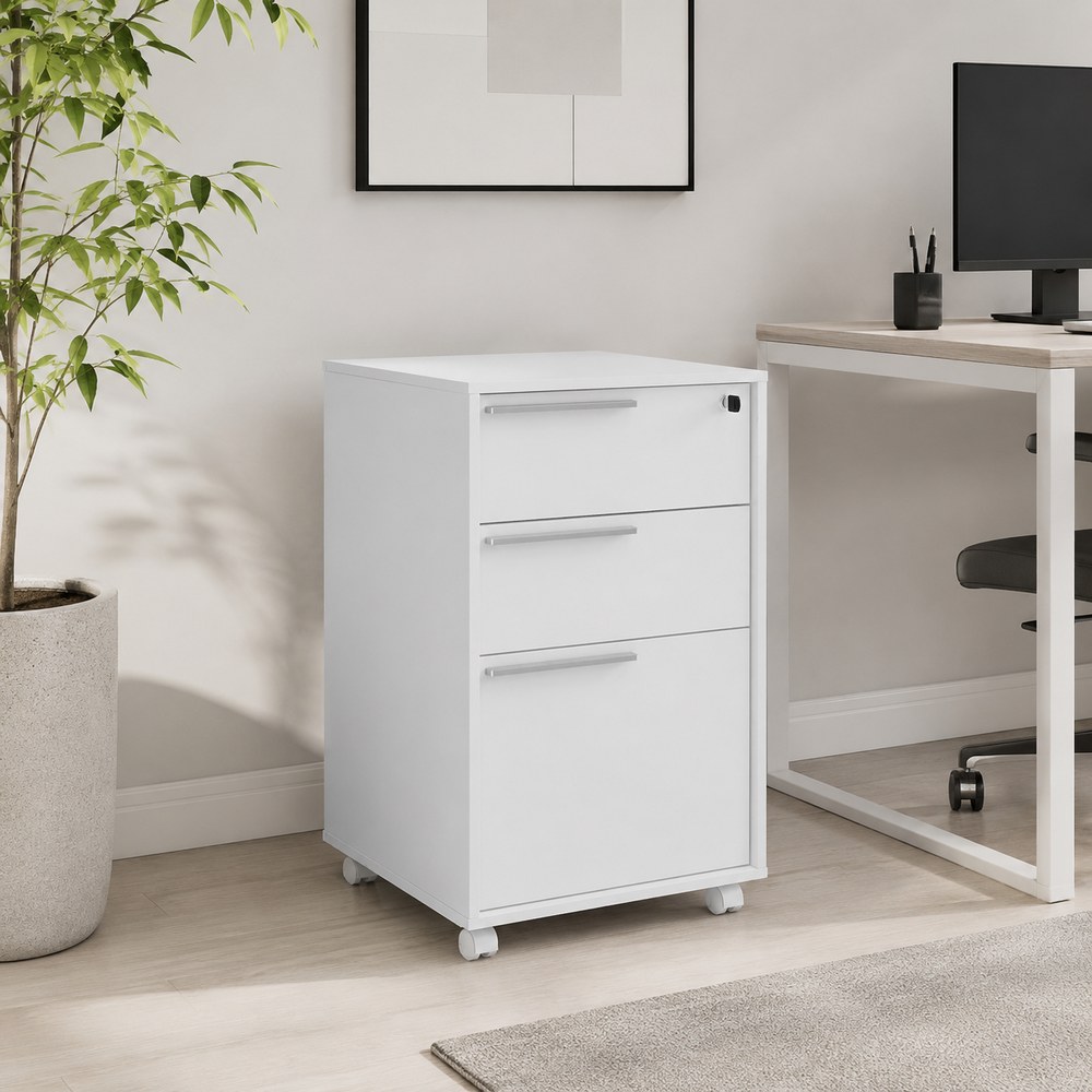 Archivero de madera color blanco de 75.8 x 46.5 x 45 cm