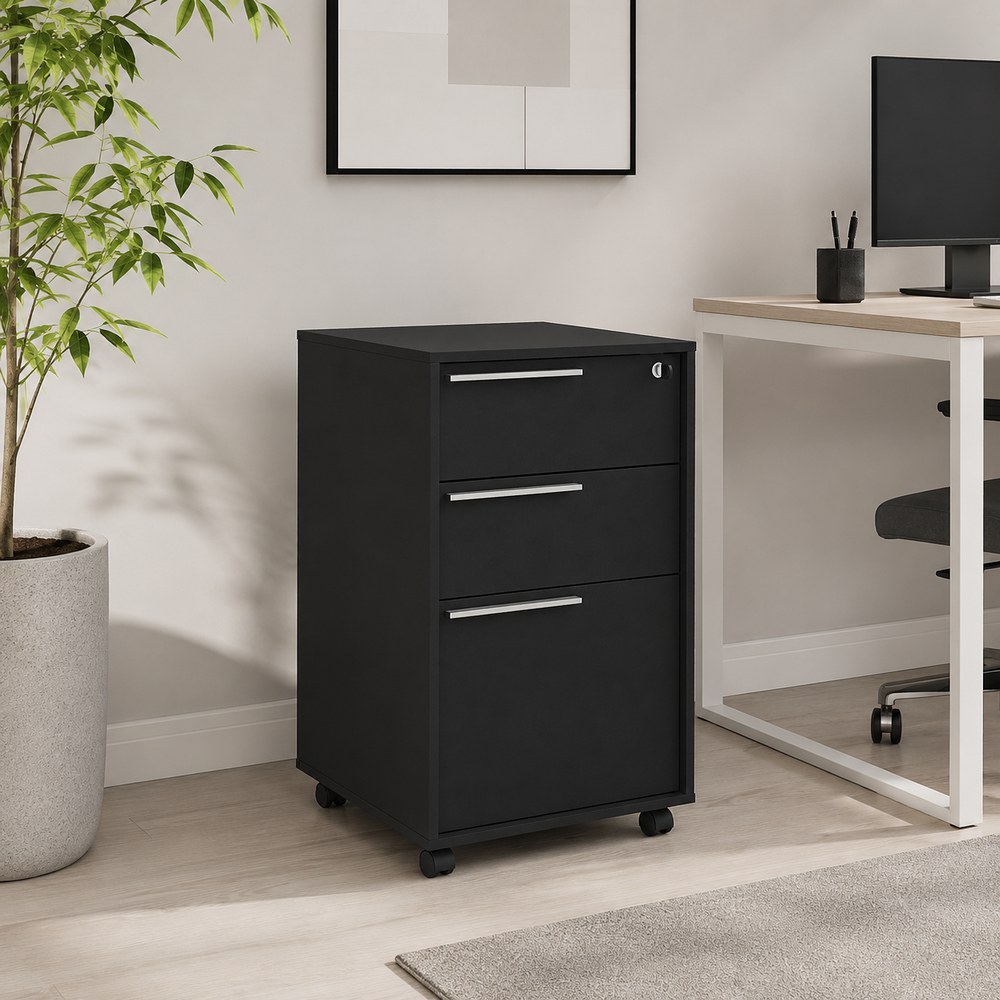 Archivero de madera color negro de 75.8 x 46.5 x 45 cm