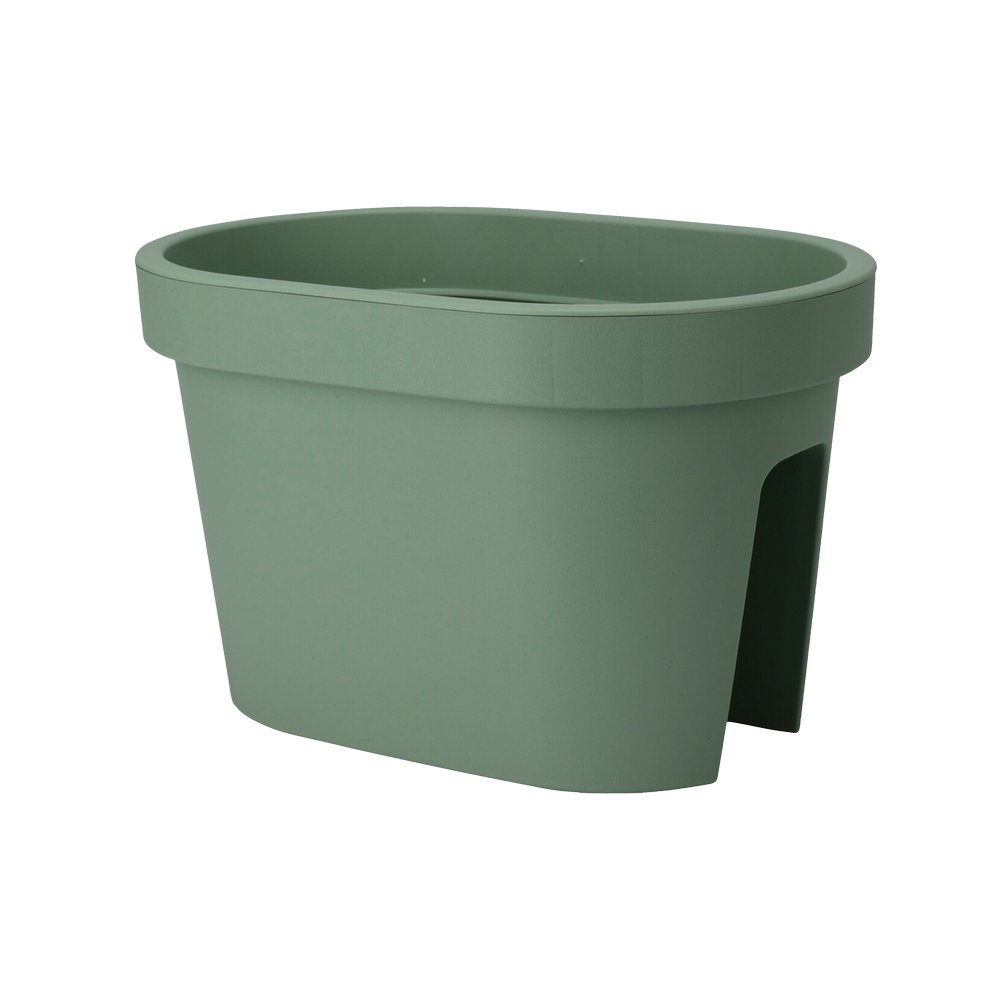 Maceta plastica de barandilla de balcon 27x25 cm verde