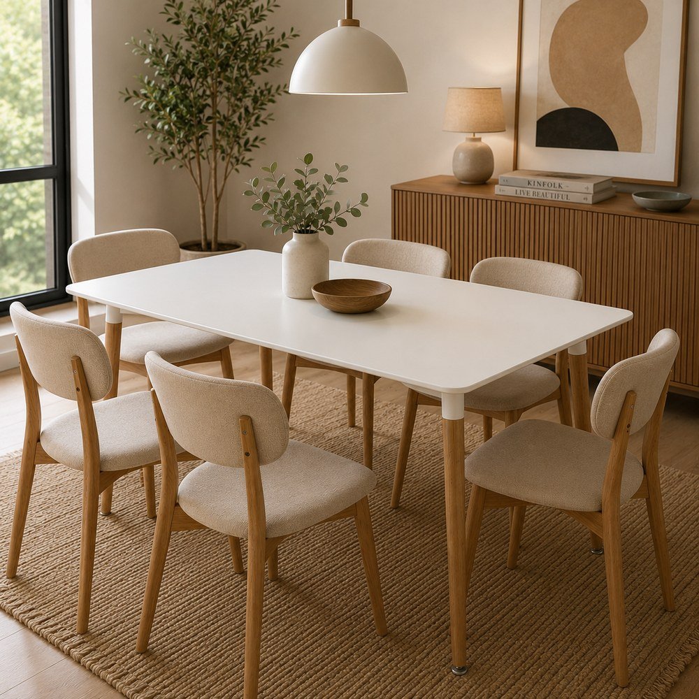 Mesa de comedor de madera 120 x 80 x 74 cm color blanca