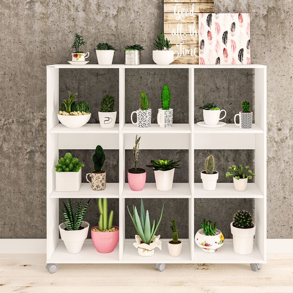 Estante con 9 compartimientos color blanco 126 x 133 x 30 cm
