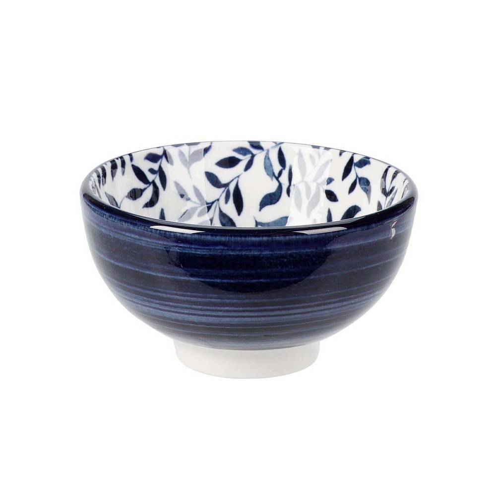 Bowl de porcelana 9.5 cm blanco con hojas azules