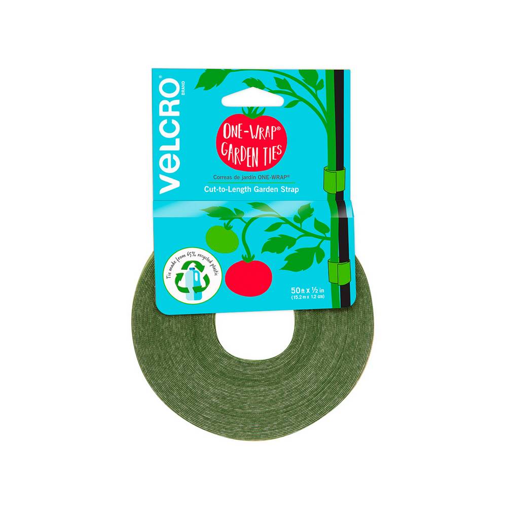 Cinta de velcro para plantas verde 1.27 cm x 15.24 m