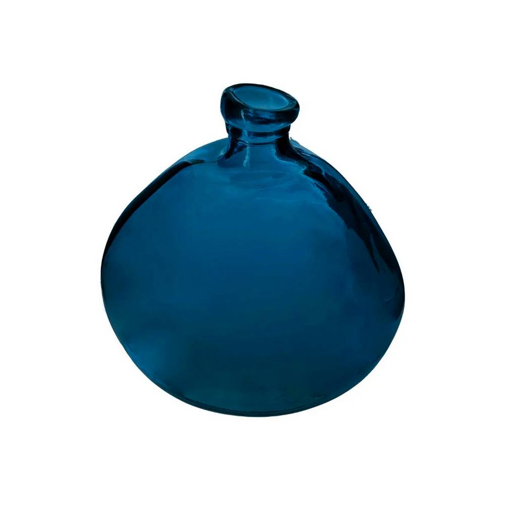 Botella decorativa de vidrio redondo 21 cm azul