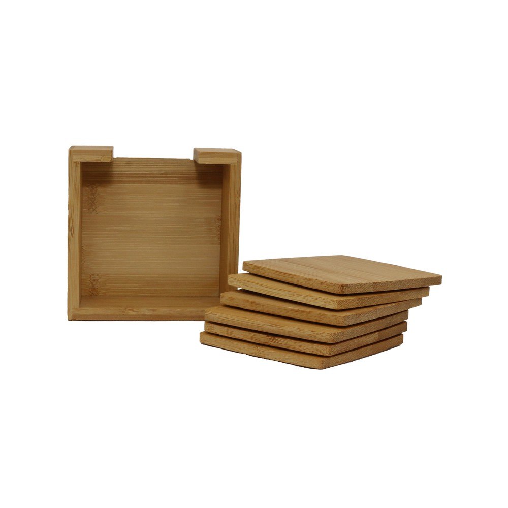 Portavasos cuadrados de bambu s/7