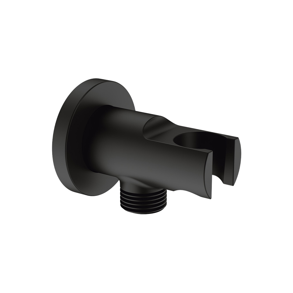 Soporte de ducha negro mate oslo cilindrico con toma de 1-2pulg