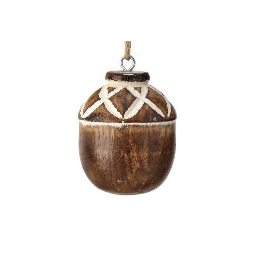 Ornamento 7.62 cm mango wood acorn ornament