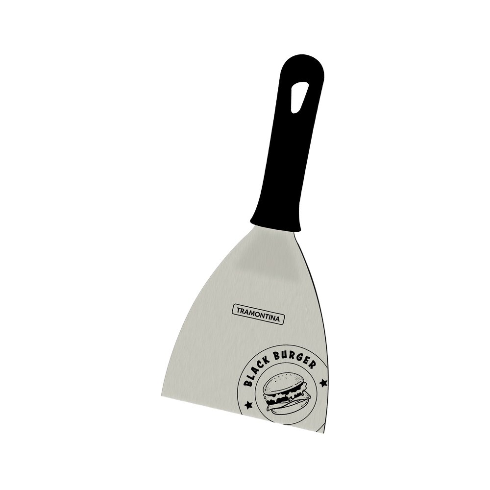 Espatula para hamburguesa gris con mango negro