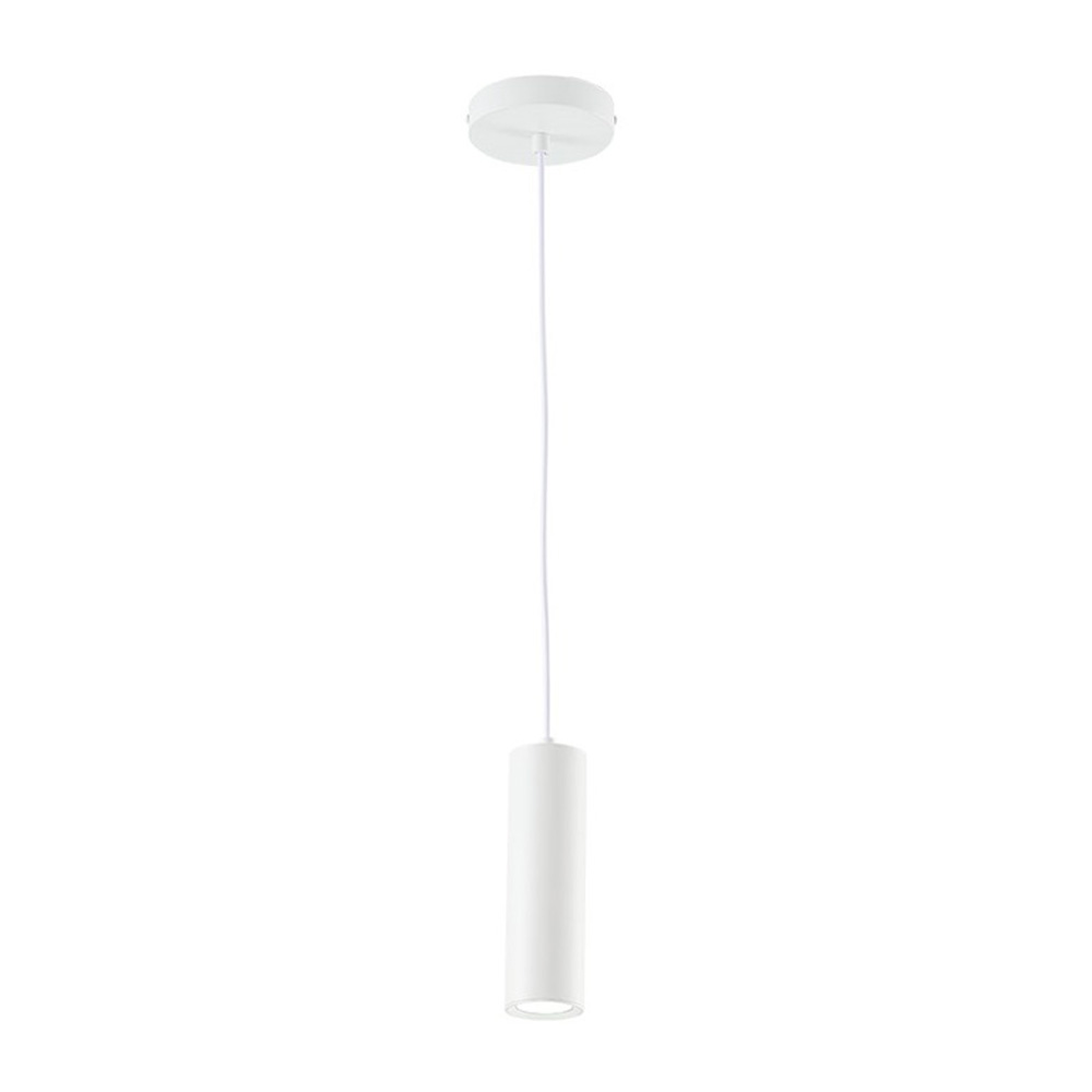 Lampara colgante blanca cilindrica 1l gu10