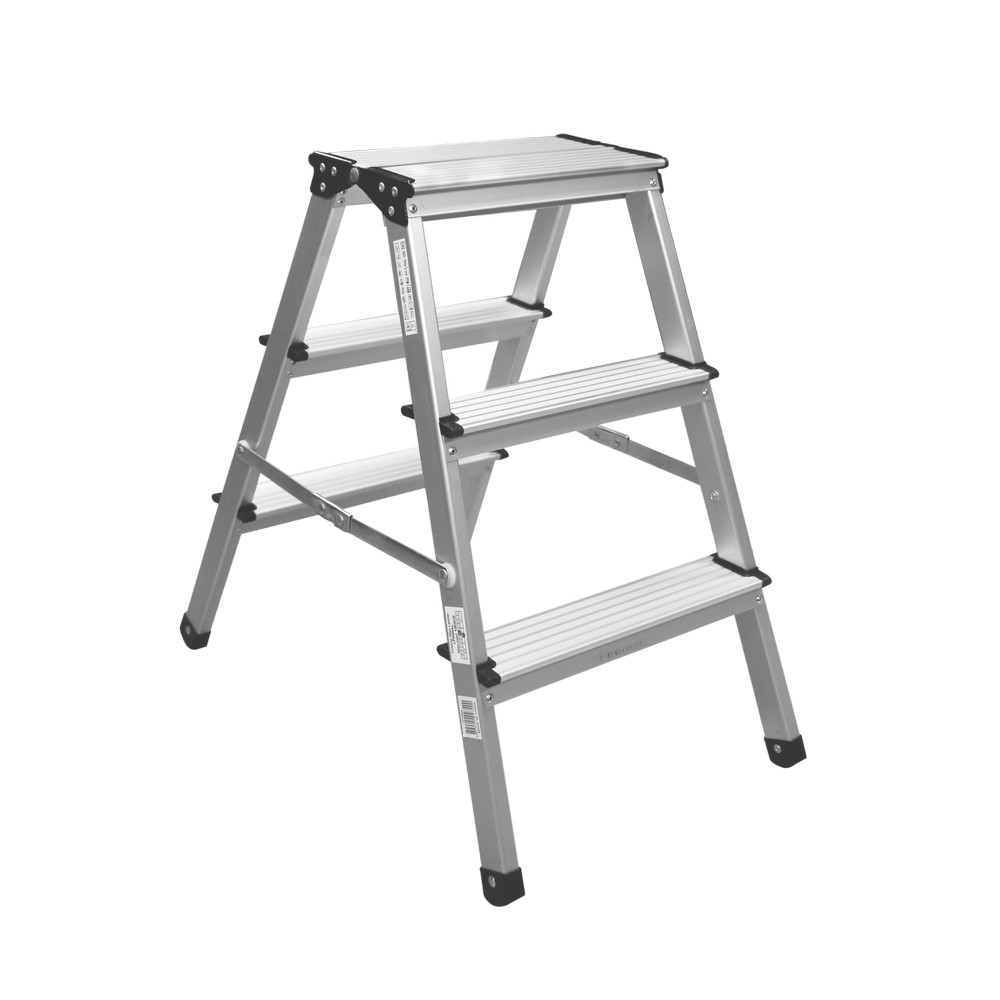 Escalera aluminio 2 bandas doble 3 peldaños