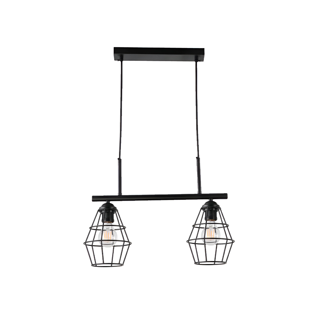Lampara colgante 2l e27 60w negro