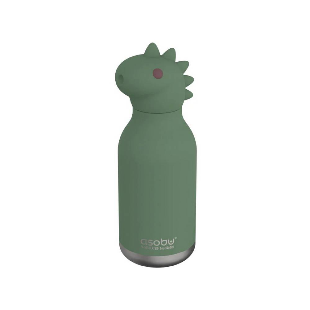 Botella acero inox 460 ml dinosaurio verde