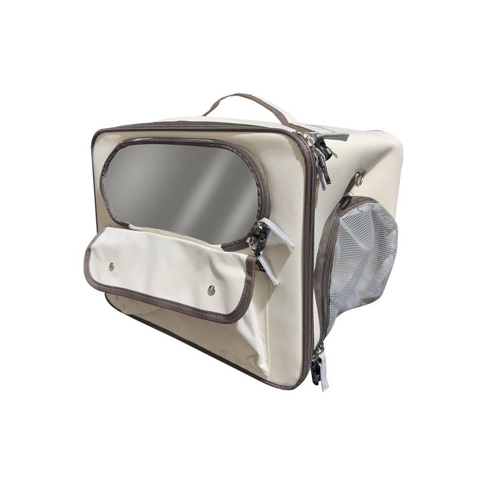 Bolsa transportadora para mascota beige 42x27x37 cm