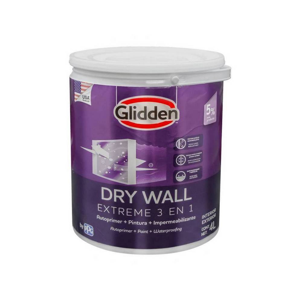 Impermeabilizante pared base ultra-acc mate dry wall extreme 3en1 3.78 l (gal)