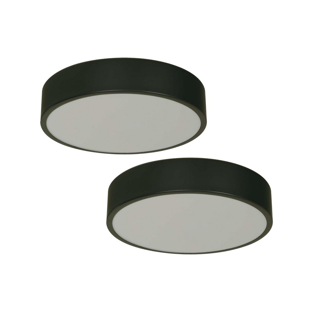 Lampara de techo plafon led 12w negra luz blanca 2 piezas