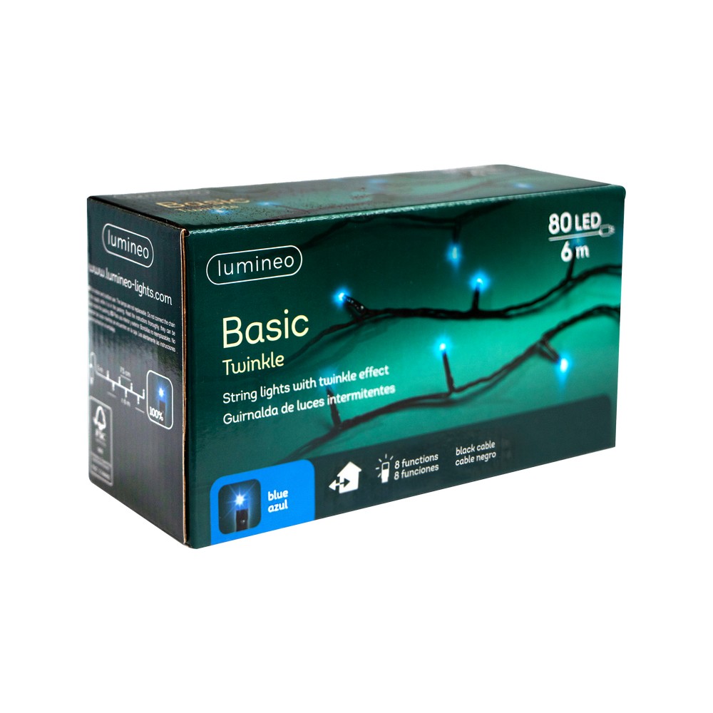 Guia navideña led 80l luz azul cable negro