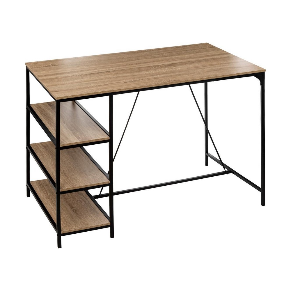 Mesa de madera y metal color café 140 x 80 x 103 cm