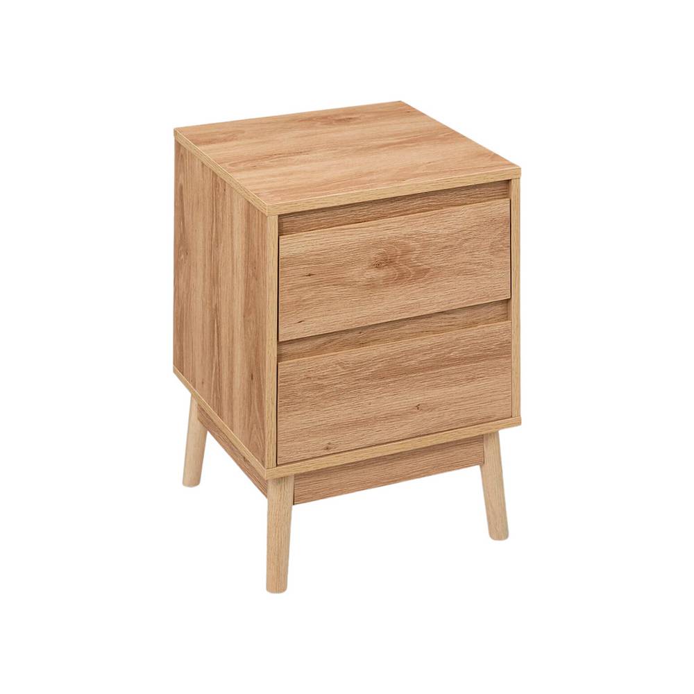 Mesa de noche de madera 2 gavetas 40x40x56 cm