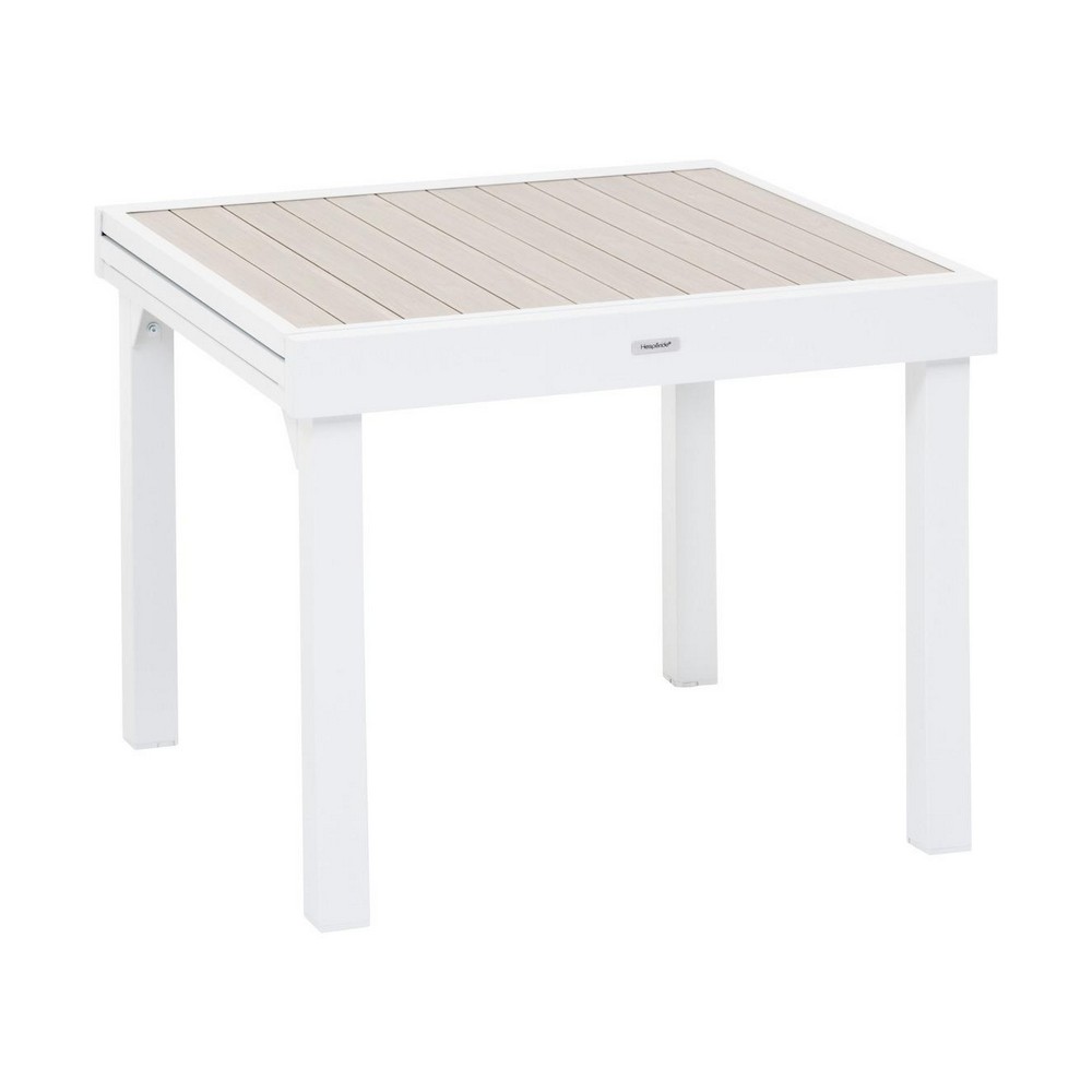 Mesa de aluminio extensible 90x90x7.5 cm beige/blanca