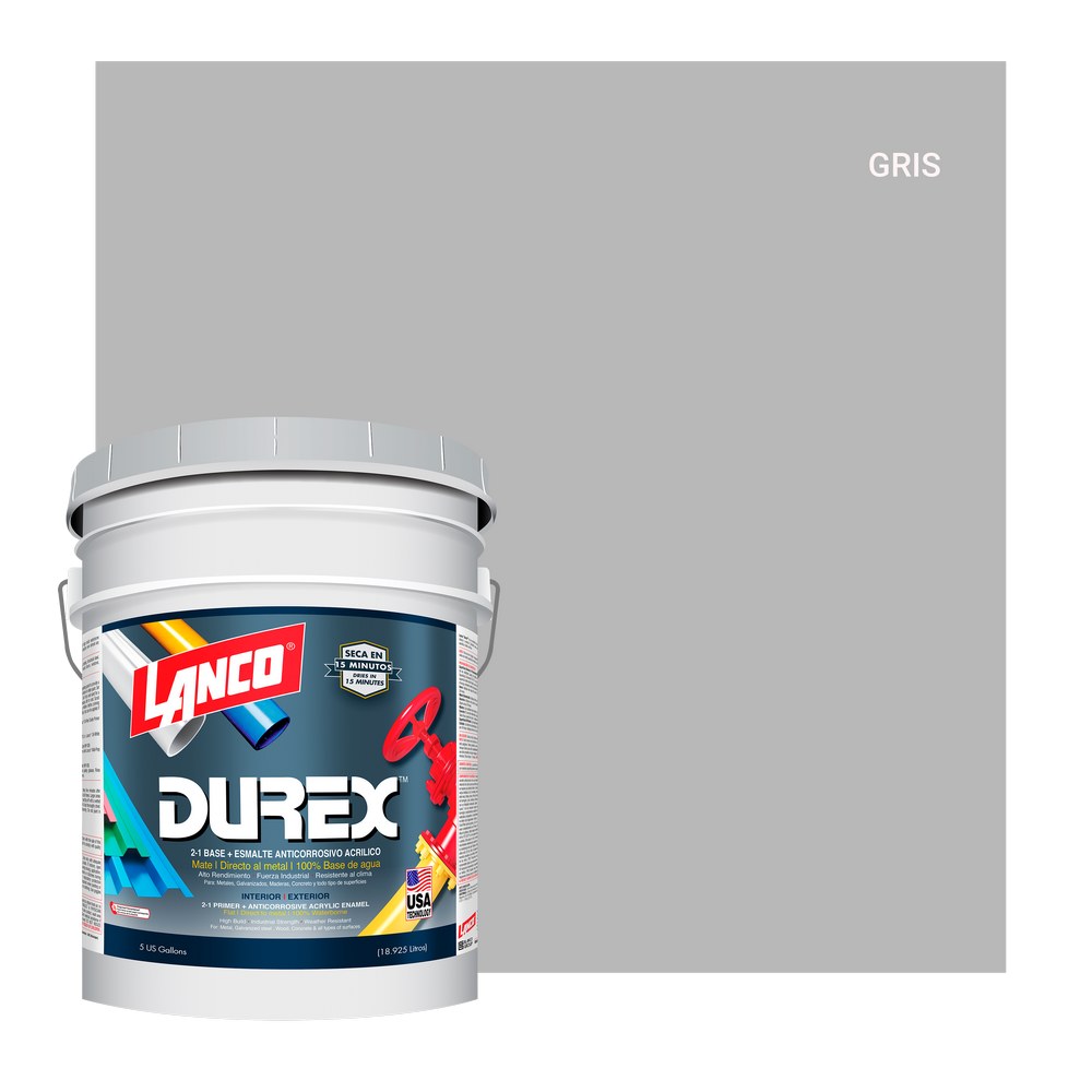 Anticorrosivo base agua gris durex mate cubeta (18.925 l)