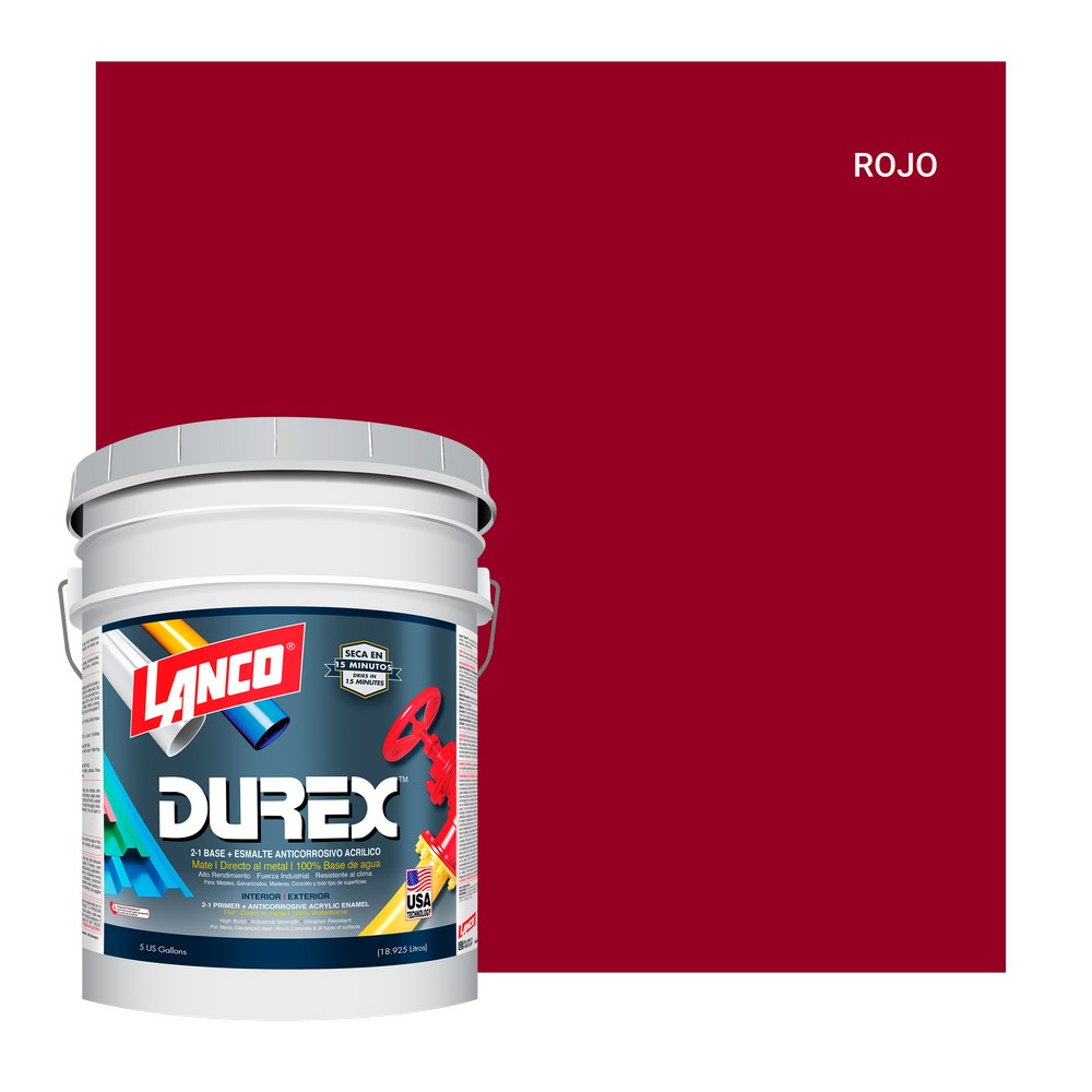 Anticorrosivo base agua rojo durex mate cubeta (18.925 l)