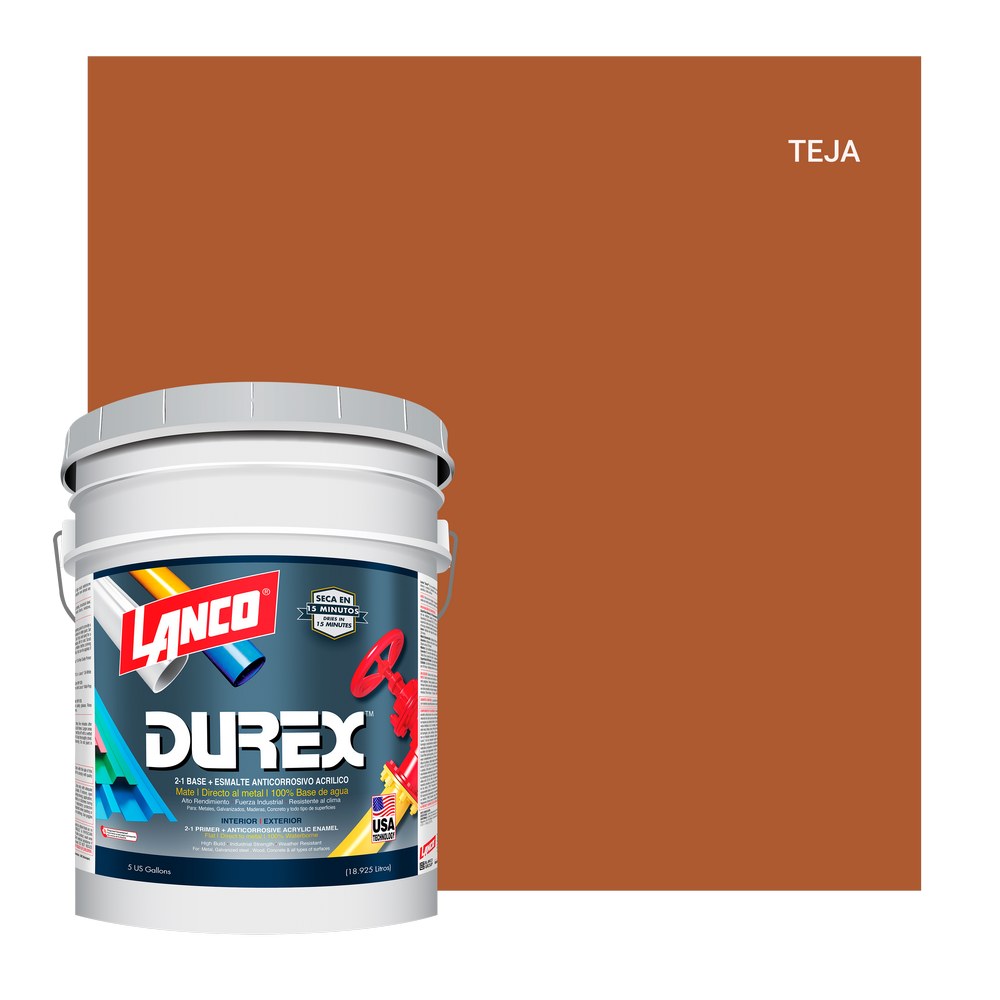 Anticorrosivo base agua rojo teja mate durex 18.925 l (cub)