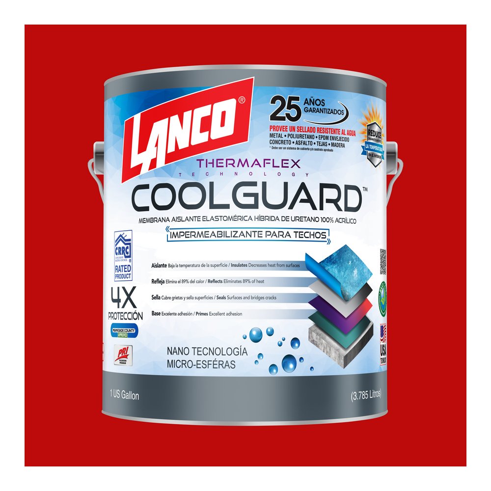 Impermeabilizante para techos rojo coolguard galon (3.785 l)