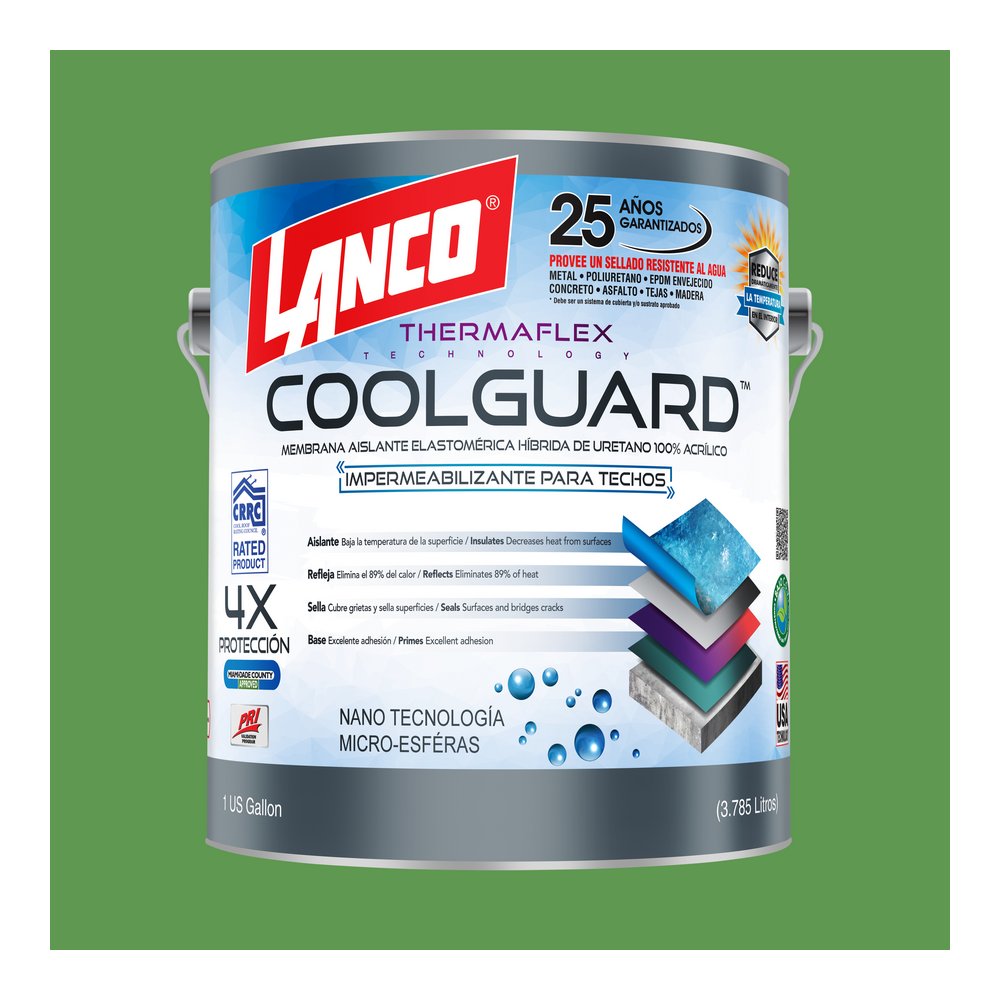 Impermeabilizante para techos verde coolguard galon (3.785 l)