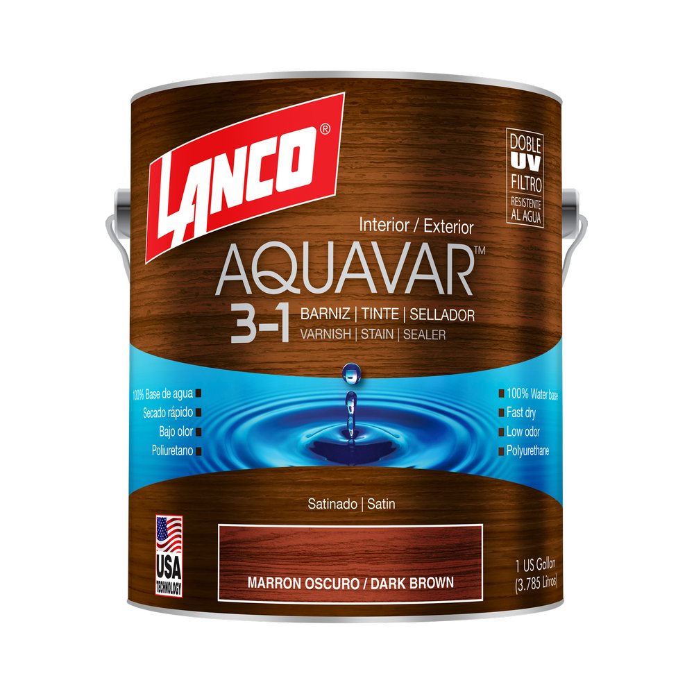 Barniz 3 en 1 marron oscuro aquavar aq1361-4 gal (3.785 l)