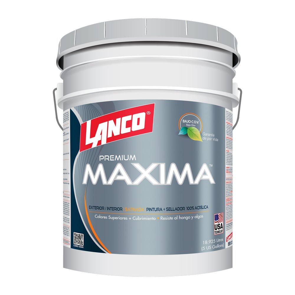 Pintura latex satin blanco maxima premium cubeta (18.925 l)