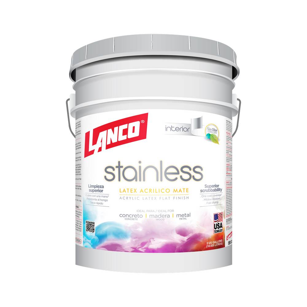 Pintura látex blanco mate stainless 18.925 l (cub)