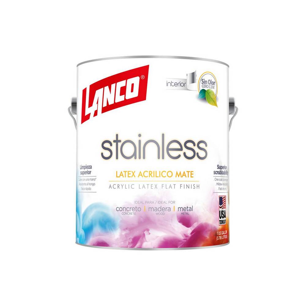 Pintura látex base tint mate stainless 3.785 l (gal)
