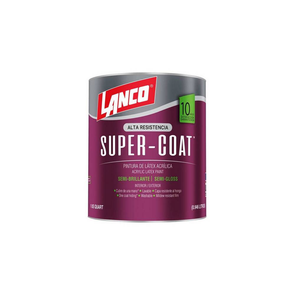 Pintura latex semi brillante base deep super coat cuarto (0.946 l)