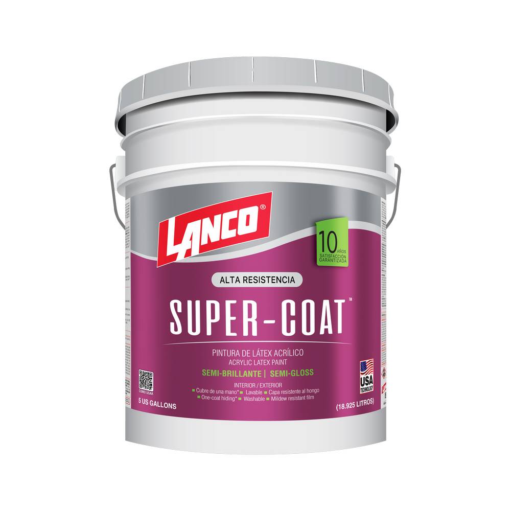 Pintura latex semi brillante base tint super coat cubeta (18.925 l)